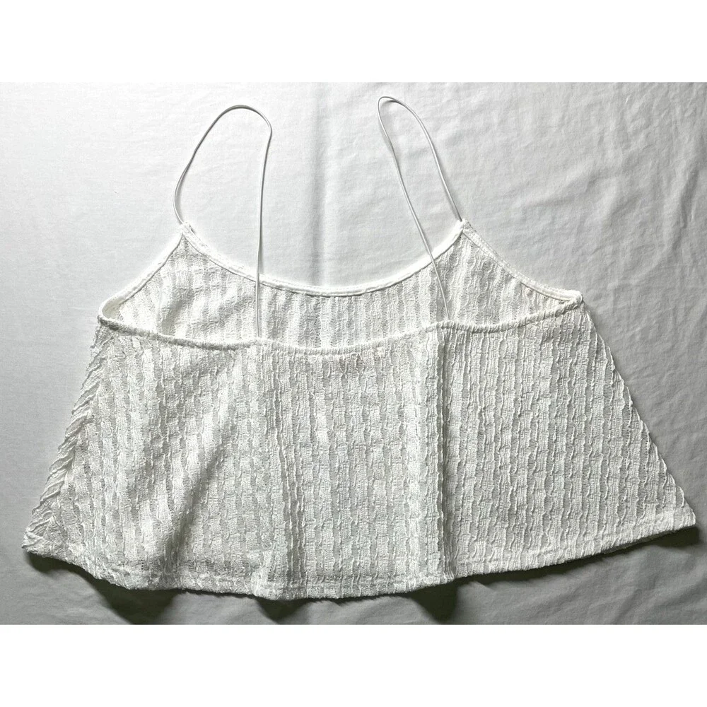 Mi Ami Crop Cami Textured Stretch White Sleeveless Women's Top Size M
